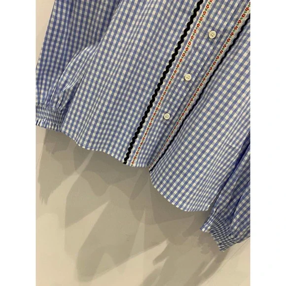 NEW $ 1180 Miu Miu gingham embroidered shirt